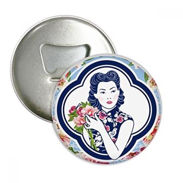 Imagem de Cultura chinesa flor beleza abridor de garrafas ímã geladeira emblema multifuncional