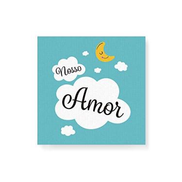 Imagem de Arte Maníacos Quadro Decorativo em Tela Canvas Nosso Amor Fundo Azul - 30x30cm