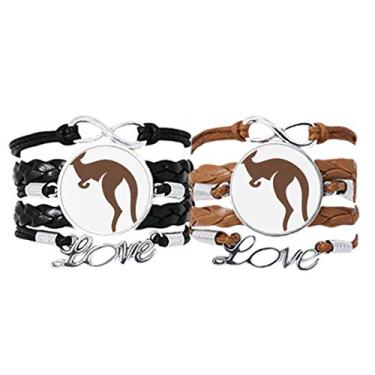 Imagem de DIYthinker Pulseira de couro com alça de mão marrom estilo canguru, sabor australiano, conjunto duplo para presente