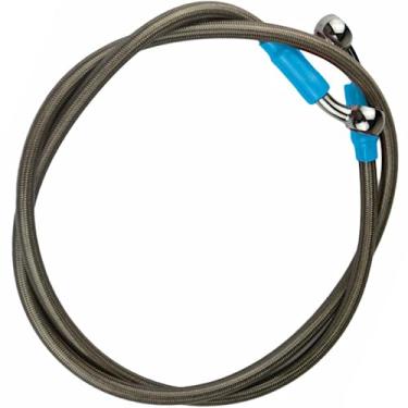 Imagem de Flexível de freio dianteiro aeroquip malha de ferro universal competição Tamanho:130 CM - Prata