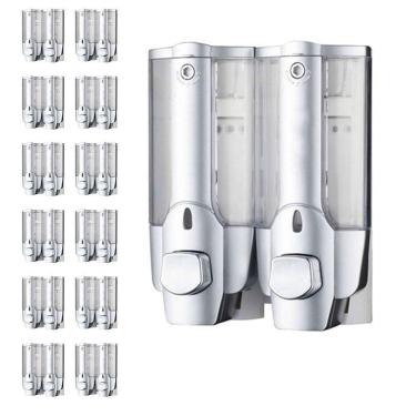 Imagem de Dispenser Duplo Banheiro Kit 12 Unidades Sabonete Liquido Alcool Gel Shampoo Banheiro Restaurante Hotel Resistente Multiuso