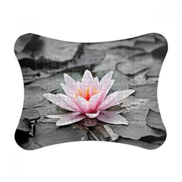 Imagem de Moldura de quebra-cabeça de flores rosa de lótus vermelho decoração de imagem ornamento de quebra-cabeça