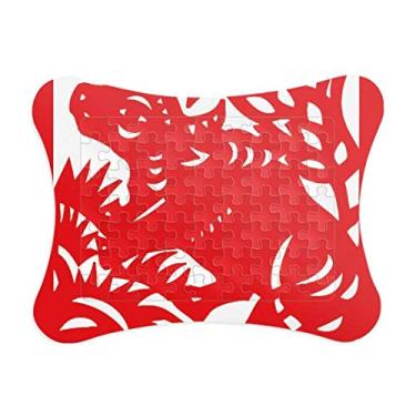 Imagem de Moldura de quebra-cabeça com tema de animal de boi e zodíaco chinês, decoração de quadros, ornamento de jogo