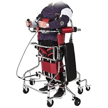 Imagem de Andador Vertical Para Idosos Com Assento, Andador De 8 Rodas Com Ajuste De Altura, Estrutura De Pé Para Reabilitação De Hemiplegia, Andador Portátil Para Adultos, Auxílio Para Caminhada,Sem Freio