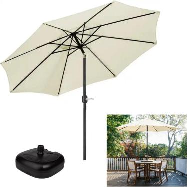 Imagem de Ombrelone 3 metros para piscina Com Base Plástica Preta de Manivela Articulado Maresias Bege - AMZ