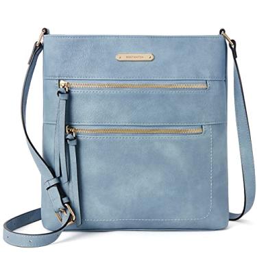 Imagem de BOSTANTEN Bolsas transversais femininas modernas de couro macio com bolso com zíper e alça ajustável, A07 - azul, Medium, Bolsa transversal