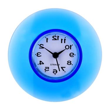 Imagem de Relógios de parede, mini relógio de quartzo bonito com sucção de cimento plástico, para casa, cozinha, banheiro, sala de estar(azul)