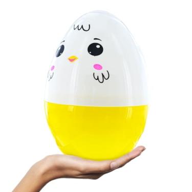 Imagem de Ovo de páscoa grande gigante gigante de plástico branco e amarelo, 25 cm