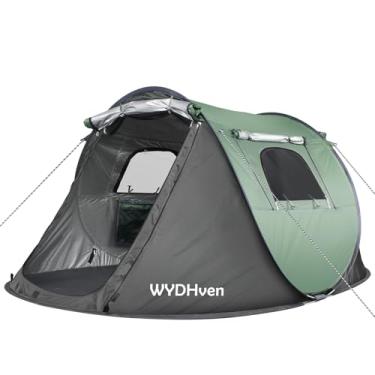 Imagem de WYDHven Tendas pop-up para acampamento, barraca de acampamento para 2 pessoas com armazenamento extra, barraca impermeável com proteção UV costuras totalmente coladas, barraca pop-up fácil de 2 portas