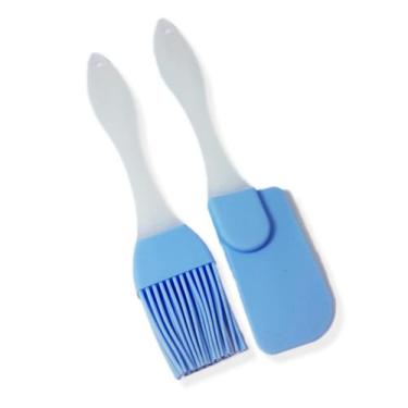 Imagem de 2 Utensílios Espatula Pincel Culinário Silicone 18 Cm Acrílico - Peque