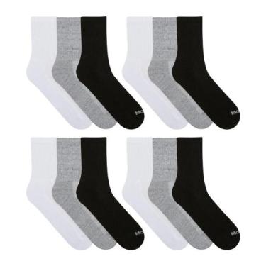 Imagem de 12 Pares De Meias Mash Básica Cano Médio Em Algodão Para Treino Corrid