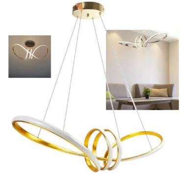 Imagem de Lustre Luminaria Arco Aneis Infinito 3 em 1 Pendente LED Decoraçao Ilu