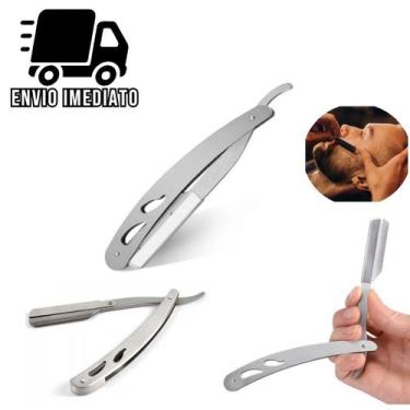 Imagem de Navalha de Barbear Profissional Aço Inox Navalhete de Acabamento Sobra