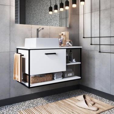 Imagem de Gabinete Suspenso para Banheiro 80cm com Cuba - Placa e Ponto