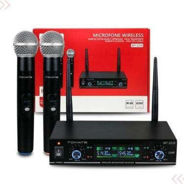 Imagem de Microfone Duplo S-Fio Profissional Wireless Mt-2210 Tomate