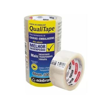 Imagem de Fita Transparente Qualitape Adesiva 48x100 - Kit C/ 24 Rolos - Adelbrá