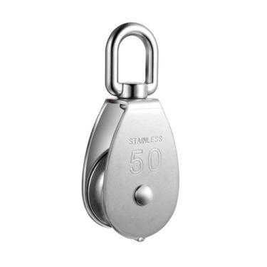 Imagem de Moitão em Aço Inox M50 com Alça e Roldana P/ Cabos até 12mm - Rei Mari