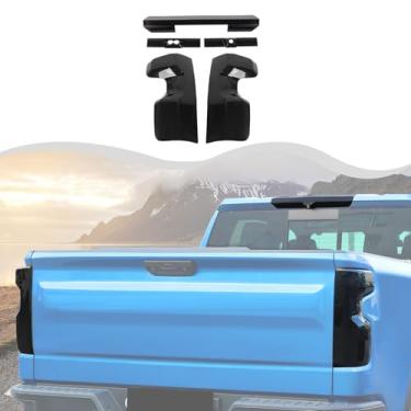 Imagem de SQQP Kit de capa de luz traseira de luz traseira 3rd Third Brake & Tail Light, 5 peças, adequado para Chevrolet Silverado 2022-2024+ (preto fumegado)