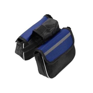 Imagem de INFINAUTO Bolsa para quadro de bicicleta, bolsa de bicicleta à prova d'água, bolsa frontal para bicicleta de estrada, mountain bike, nylon, azul, 1 peça