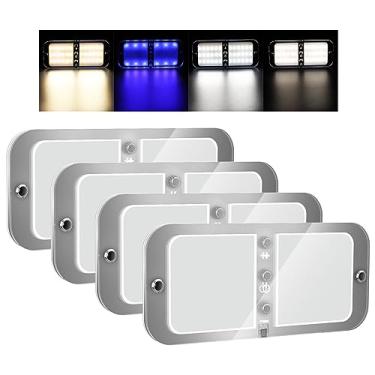 Imagem de BlueFire Luzes interiores de teto para trailers 800 lm, luzes LED internas reguláveis CC 12-18V, iluminação de campista 6W 3000-6000K com controle remoto para trailers, autocaravanas, trailers, barcos (pacote com 4)