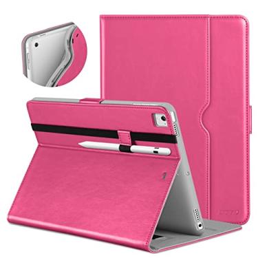Imagem de DTTO Capa fólio de couro premium para iPad 9,7 polegadas 5ª/6ª geração 2018/2017 com suporte para Apple Pencil, rosa vermelha