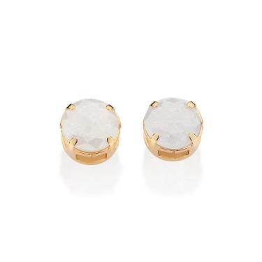Imagem de Brincos rommanel banhado ouro 18k feminino redondo solitário pedra zir