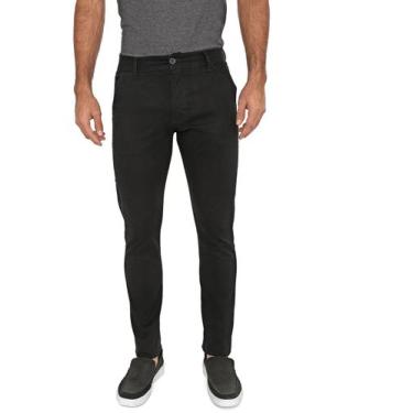 Imagem de Calça Masculina Slim Sarja Com Elastano Bolso Social - Macaw, Preto, 3