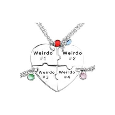 Imagem de LIU JUN Colar Bff para 3/4, Weirdo 1 Weirdo 2 3 Pingente Coração Aço Inoxidável Cristal Amizade Colares Para Mulheres Melhores Amigas Irmãs Forever Joias Presentes, Large, Aço inoxidável, Zircônia