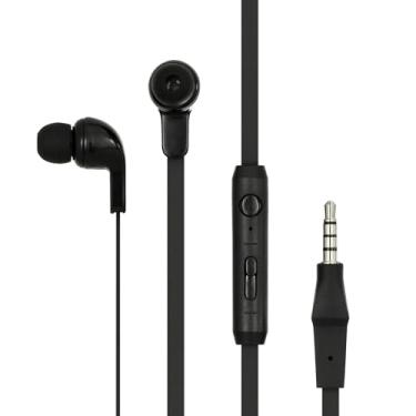 Imagem de Egghead® Fone de ouvido com microfone embutido, controle de volume, cabo de PVC de 1,2 m, plugue TRS de 3,5 mm, econômico, pontas de silicone médias e grandes, pacote com 50