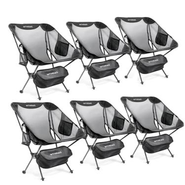 Imagem de WTVIDAS Cadeiras compactas para mochilão, pacote com 6, cadeiras de acampamento portáteis de alumínio, dobrável, ultraleve, de malha, totalmente respirável, para acampamento, praia, caminhadas, pesca