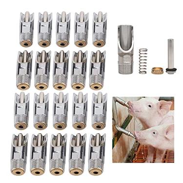 Imagem de Lavandi 20Pcs 1/2" Npt Aço Inoxidável Gado Porco Água Potável Equipamento Torneira Automática Bebedouro de Tetina de Porco para Porcas Leitões Bebendo (20Pcs)