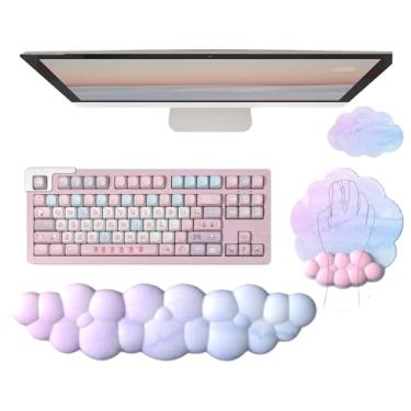 Imagem de WFCYGL Descanso de Pulso Em Nuvem Teclado Mouse Pad Ergonômico com Descanso de Pulso para Teclado E Mouse Pad Conjunto de Espuma de Memória Pu Base de Apoio de Pulso Suporte para Jogos de Computador E