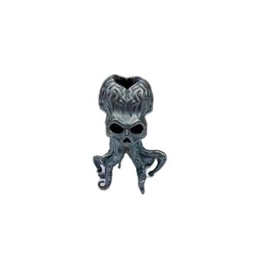 Imagem de Berloque marciano de latão cabeça de caveira pés de polvo miçanga faca, pingente de cordão tecido paracord DIY EDC chaveiro acessórios (preto latão)