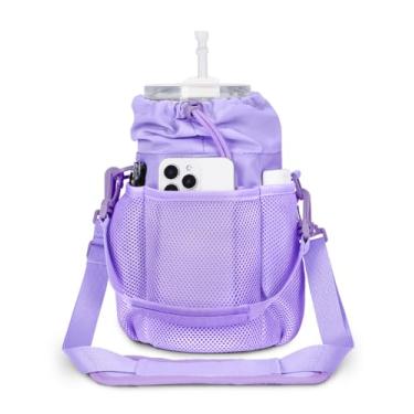 Imagem de ECOHUB Suporte para garrafa de água com alça, copo Stanley de cobertura total, copo de 40/850 g, bolsa térmica para garrafa de água com bolso traseiro de segurança, alça transversal com alça para