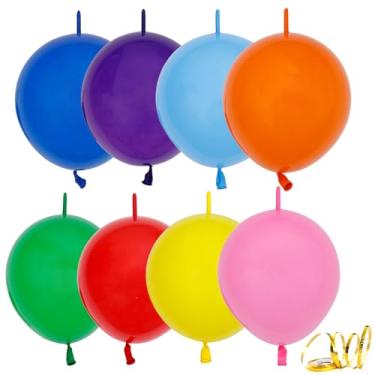 Imagem de Mixed Balloons 6 Inch Latex Quick Linking Balloon 140pcs Party Balloons for Graduation Bridal Baby Shower Gender Reveal Birthday Party Decorations.（a roll of 32 feet gold ribbon） (6-mixed colors-140)