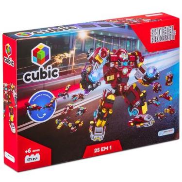 Imagem de Blocos de Montar Cubic 25 em 1 Steel Robot 575 Peças Multikids - BR1617 BR1617