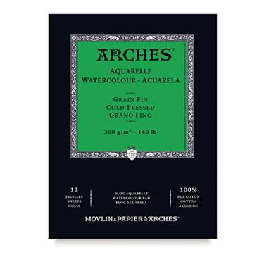 Imagem de ARCHES Aquarelle 300 g/m² Grão Fino Branco Natural Bloco 14,8x21 12 Folhas.