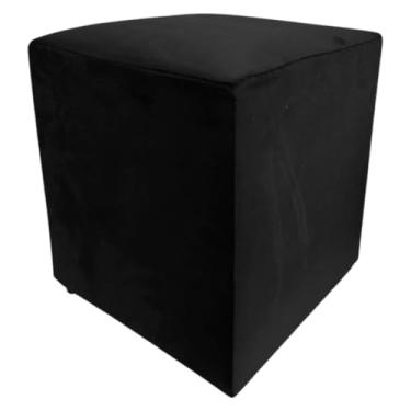 Imagem de Puff Banqueta Quadrado Sala Quarto Cubo Assento Decoração Comodidade (Preto (Suede))