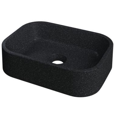 Imagem de Cuba de Apoio Retangular Para Banheiro Lavabo C01 BR37W Preto Granit Matte - Lyam