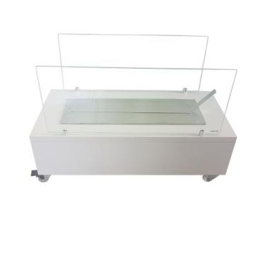 Imagem de Lareira Ecológica 60 cm Inox Etanol Álcool Rodízios OL 600 Branca Port
