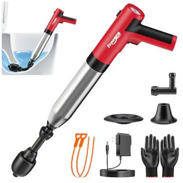 Imagem de FREESEA Desentupidor elétrico de vaso sanitário: desentupidor de vaso sanitário de alta pressão para banheiro resistente vaso sanitário cobra ralo removedor de entupimento ferramenta de desentupimento