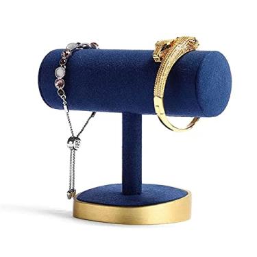 Imagem de Porta-joias Pulseira T-Bar Pulseira Colar Pulseira Pingentes Tornozeleira Torre Relógio de Veludo Azul Chave Expositor de Joias Suporte para Organização Doméstica Organizador de estande de joias