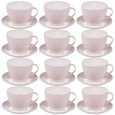 Imagem de Xícara de chá com pires 200ml Gourmet marmorizado com 12 unidades Plasutil ref.370