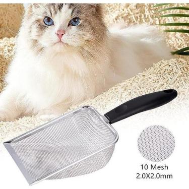 Imagem de Pá Higiênica De Areia para Gatos Peneira Coletora Aço Inox - oem