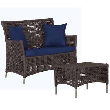 Imagem de 1 Sofá E Mesa Centro Igapó Alumínio Corda Náutica E10 Trama Marrom