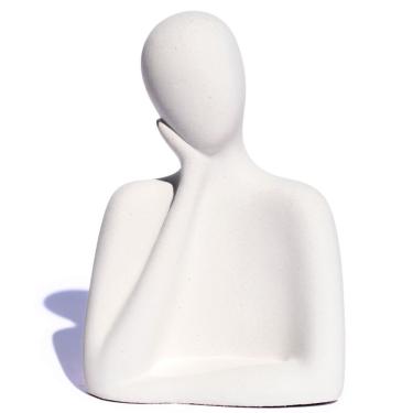 Imagem de Estátua Artesanal Família Pai 9 Cm Em Cimento Branco