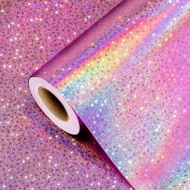 Imagem de Rolo de papel de embrulho Burymento Pink Metallic Holographic