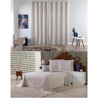 Imagem de Kit Colcha Cobre Leito Queen + Cortina 2 Metros Tecido - Ametista Deco