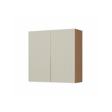 Imagem de Armário Aéreo Nesher Simone Mendes em MDF 15mm com 2 Portas e 1 Prateleiras - 80cm de largura – Carvalho/Greige