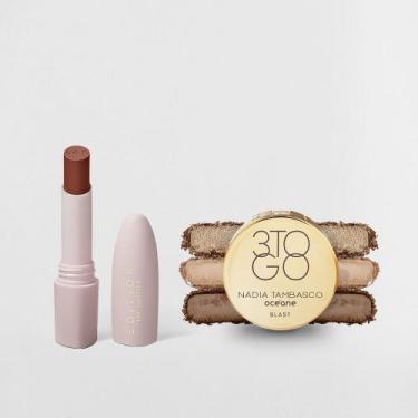 Imagem de Kit Trio de Sombras 3 To Go Pallete Blast + Batom Marrom Cremoso (2 Pr